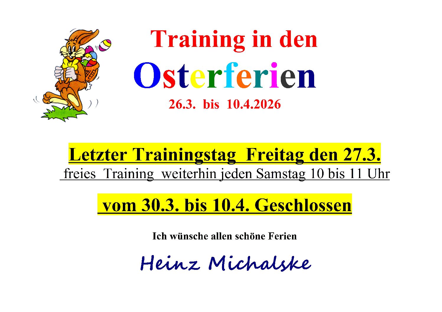 Training in den Osterferien